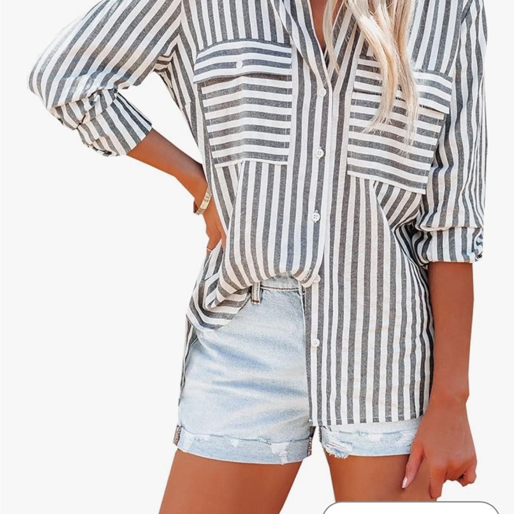Amazon Striped Button-Up Women's Top